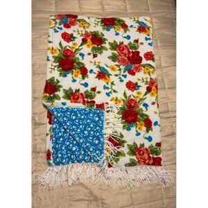 Pioneer Women Reversible Throw Blanket Sweet Rose Floral Ditsy Velvet Plush